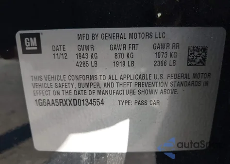 2013 Cadillac Ats Standard from USA, damaged, VIN 1G6AA5RXXD0134554